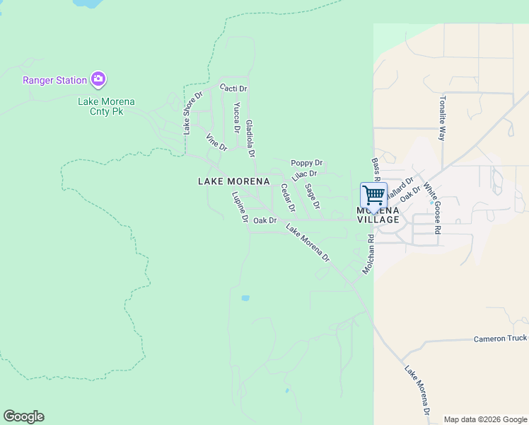 map of restaurants, bars, coffee shops, grocery stores, and more near 29419 Oak Drive in Campo