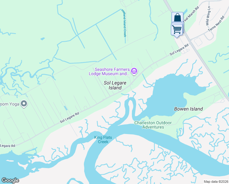 map of restaurants, bars, coffee shops, grocery stores, and more near 1892 State Road S-10-432 in Charleston