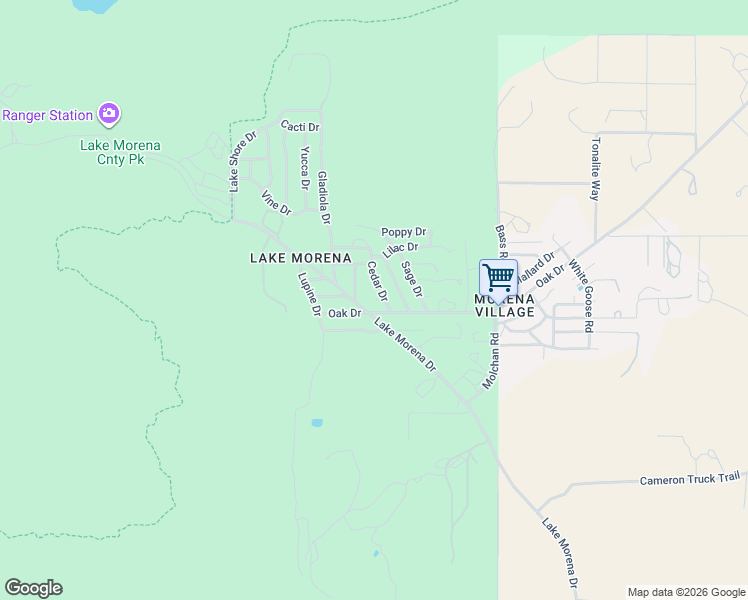 map of restaurants, bars, coffee shops, grocery stores, and more near 2406 Lake Morena Drive in Campo