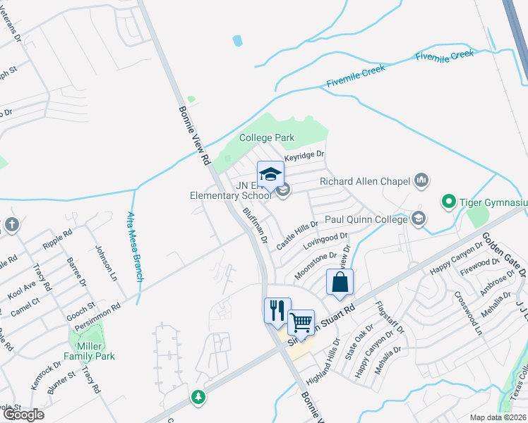 map of restaurants, bars, coffee shops, grocery stores, and more near 5711 Bellcrest Drive in Dallas