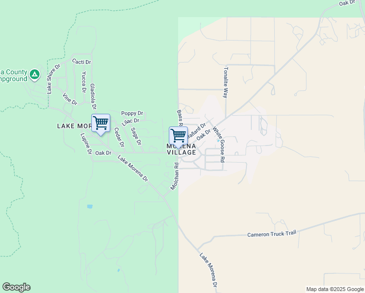 map of restaurants, bars, coffee shops, grocery stores, and more near 29824 Oak Drive in Campo