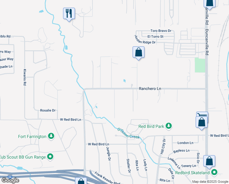 map of restaurants, bars, coffee shops, grocery stores, and more near Mona Lane in Dallas
