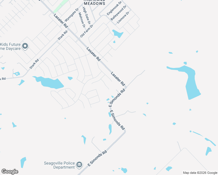 map of restaurants, bars, coffee shops, grocery stores, and more near 1400 Lasater Road in Seagoville
