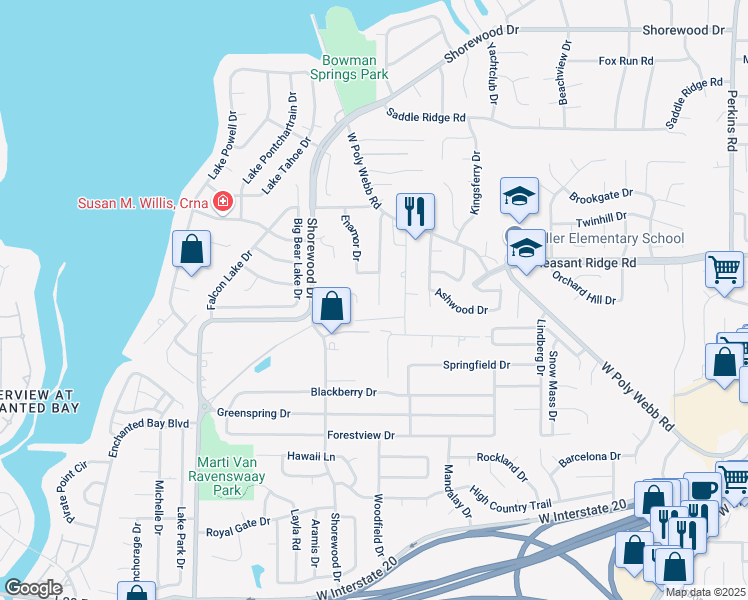 map of restaurants, bars, coffee shops, grocery stores, and more near 4216 Crossgate Court in Arlington