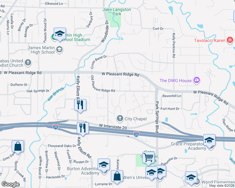 map of restaurants, bars, coffee shops, grocery stores, and more near 4117 Sunday Hill Drive in Arlington