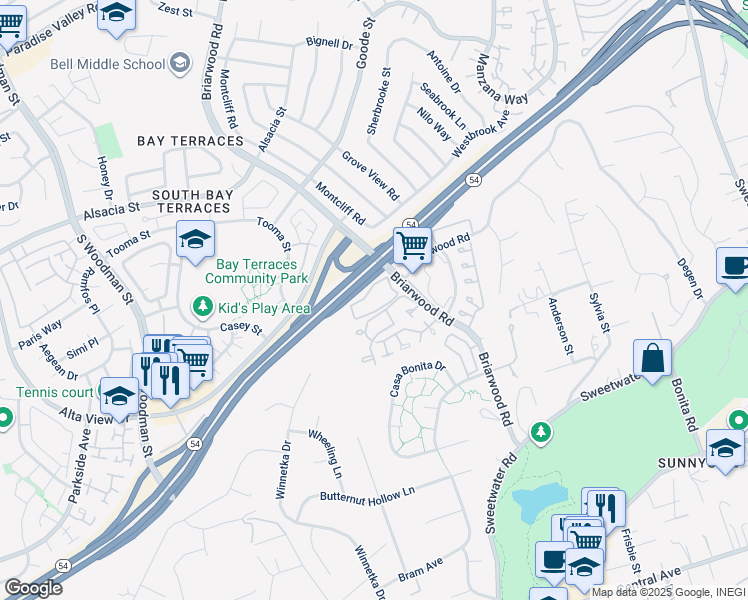 map of restaurants, bars, coffee shops, grocery stores, and more near in Bonita