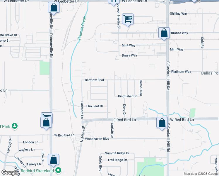 map of restaurants, bars, coffee shops, grocery stores, and more near 5322 Meadow Nest Drive in Dallas