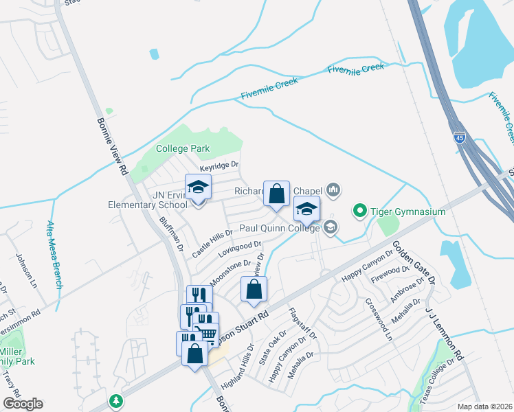 map of restaurants, bars, coffee shops, grocery stores, and more near 3851 Basswood Dr in Dallas