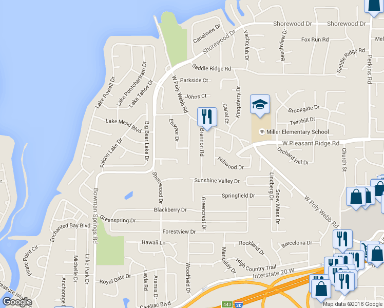 map of restaurants, bars, coffee shops, grocery stores, and more near 4205 Crossgate Court in Arlington