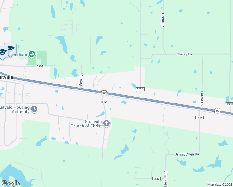 map of restaurants, bars, coffee shops, grocery stores, and more near 11580 U.S. 80 in Fruitvale