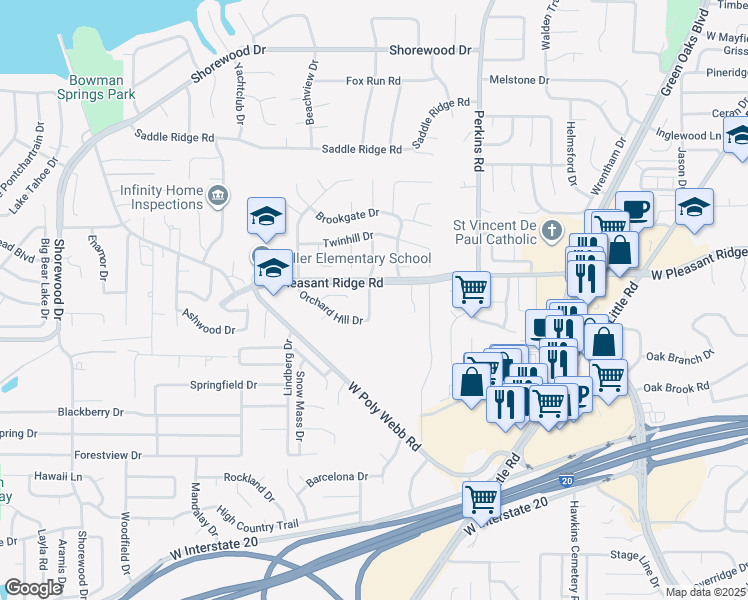 map of restaurants, bars, coffee shops, grocery stores, and more near 4205 Blossom Trail in Arlington