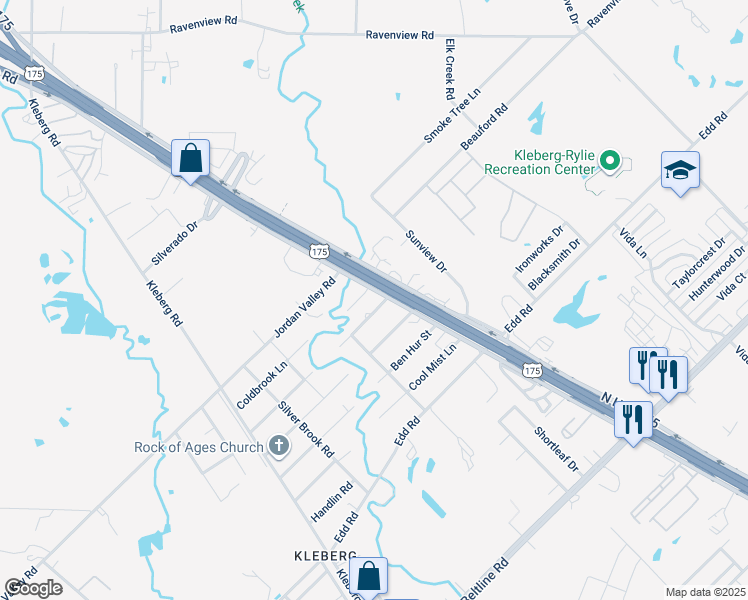 map of restaurants, bars, coffee shops, grocery stores, and more near 12450 C F Hawn Freeway in Dallas