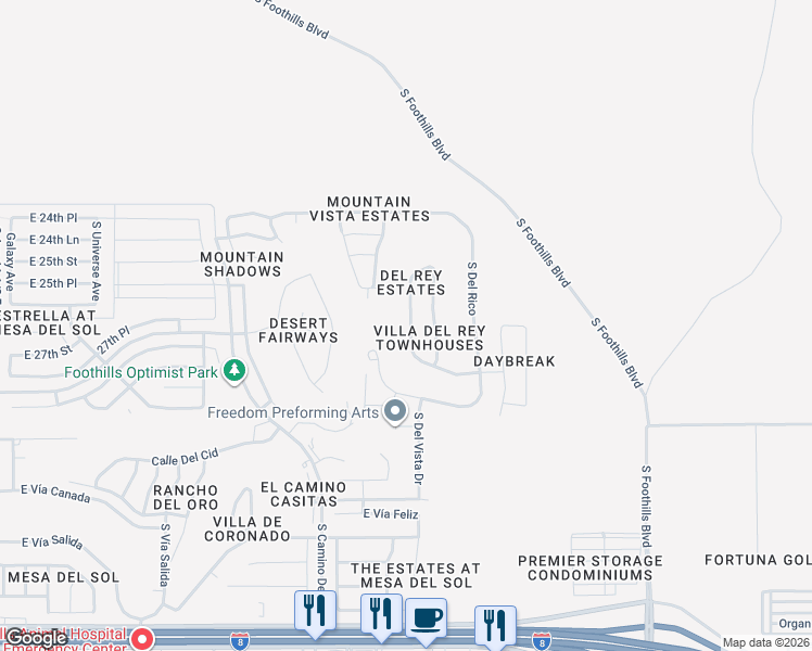 map of restaurants, bars, coffee shops, grocery stores, and more near 10101-10275 E Del Rey Dr in Yuma