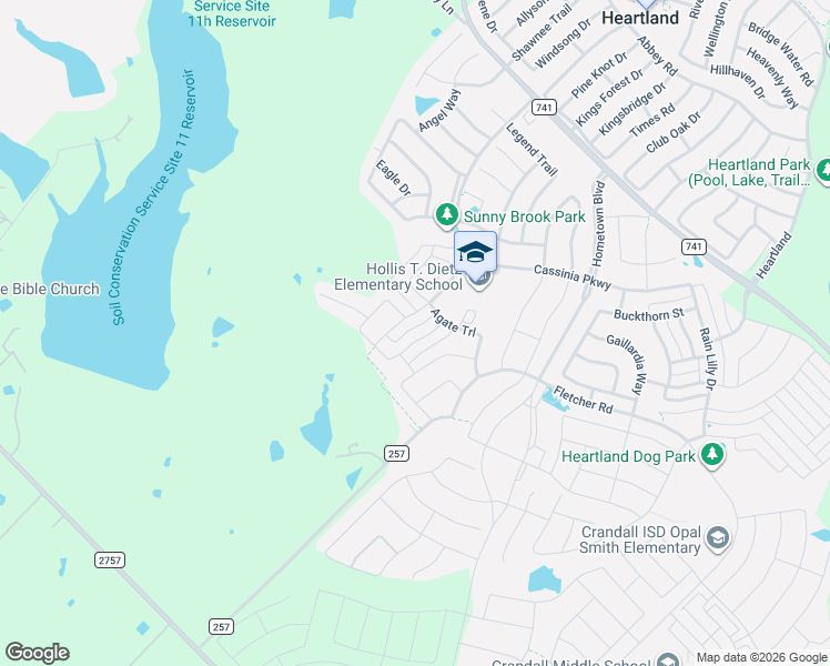 map of restaurants, bars, coffee shops, grocery stores, and more near 1987 Obsidian Trail in Forney