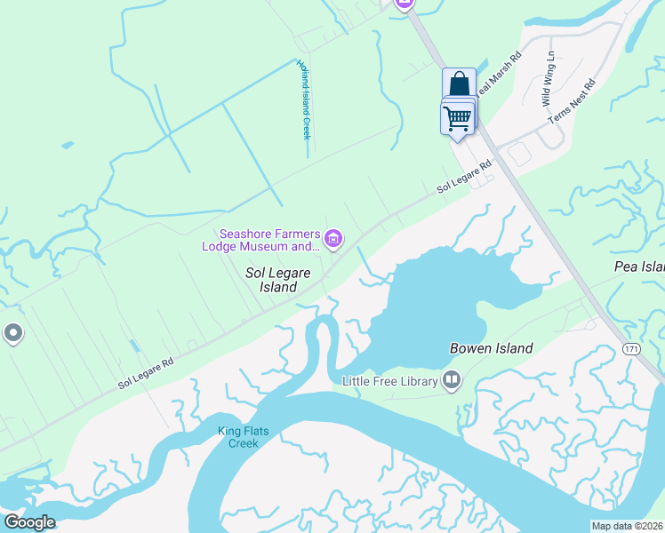 map of restaurants, bars, coffee shops, grocery stores, and more near in Charleston County