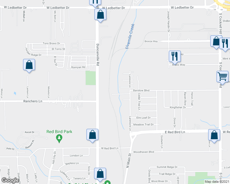 map of restaurants, bars, coffee shops, grocery stores, and more near 4845 Nuevo Laredo Court in Dallas