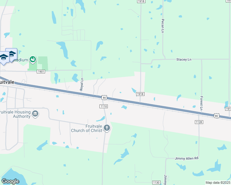 map of restaurants, bars, coffee shops, grocery stores, and more near 11580 U.S. 80 in Fruitvale