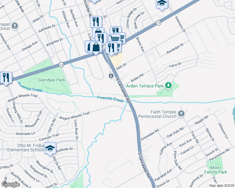map of restaurants, bars, coffee shops, grocery stores, and more near 2102 Arden Road in Dallas
