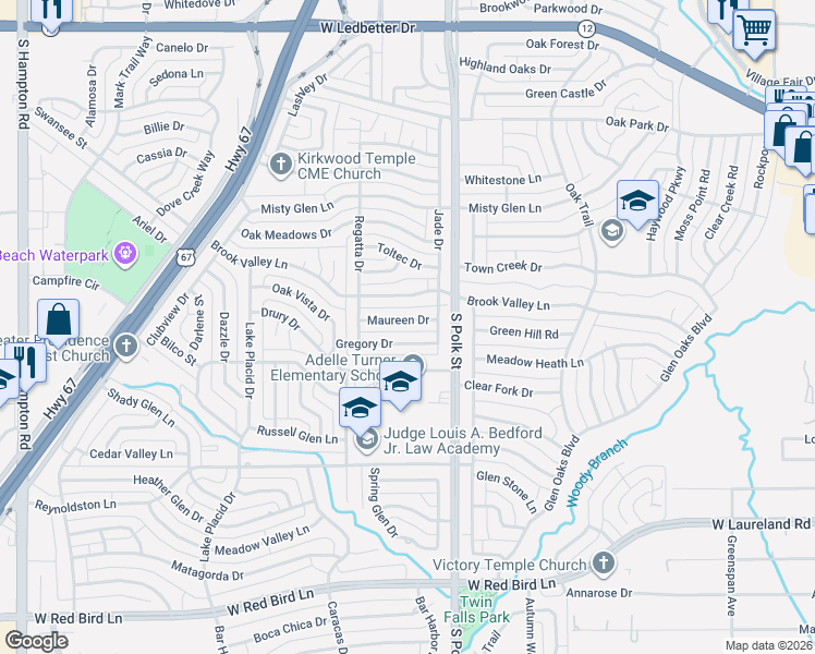 map of restaurants, bars, coffee shops, grocery stores, and more near 1230 Brook Valley Lane in Dallas
