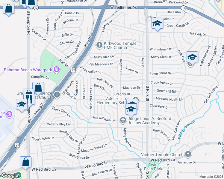 map of restaurants, bars, coffee shops, grocery stores, and more near 1408 Brook Valley Lane in Dallas