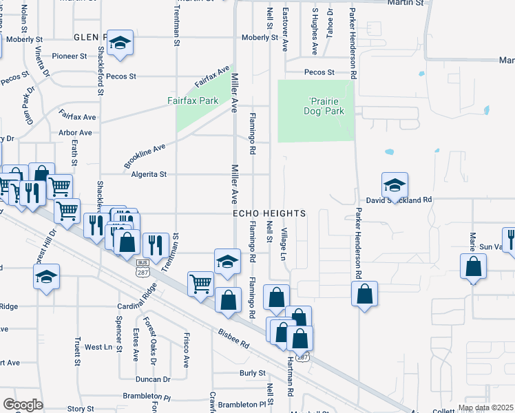 map of restaurants, bars, coffee shops, grocery stores, and more near 5216 Nell Street in Fort Worth