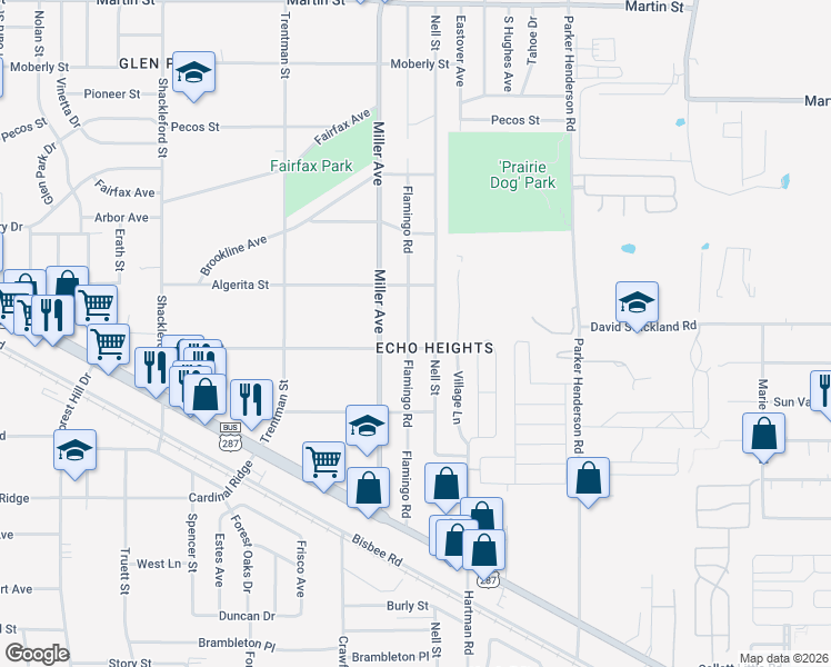 map of restaurants, bars, coffee shops, grocery stores, and more near 5216 Nell Street in Fort Worth