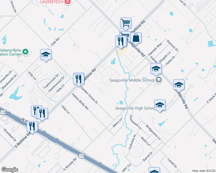 map of restaurants, bars, coffee shops, grocery stores, and more near 1320 Country Lane in Dallas
