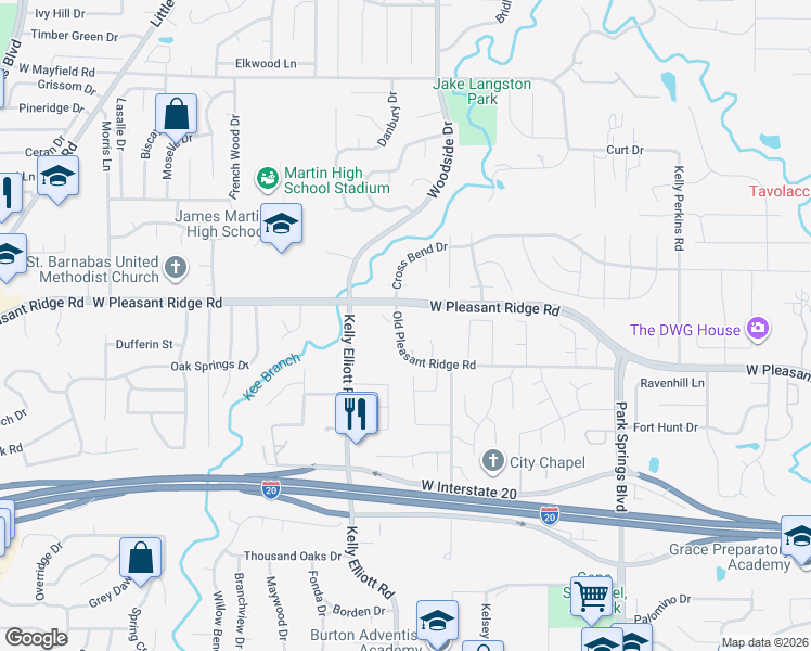 map of restaurants, bars, coffee shops, grocery stores, and more near 4125 West Pleasant Ridge Road in Arlington