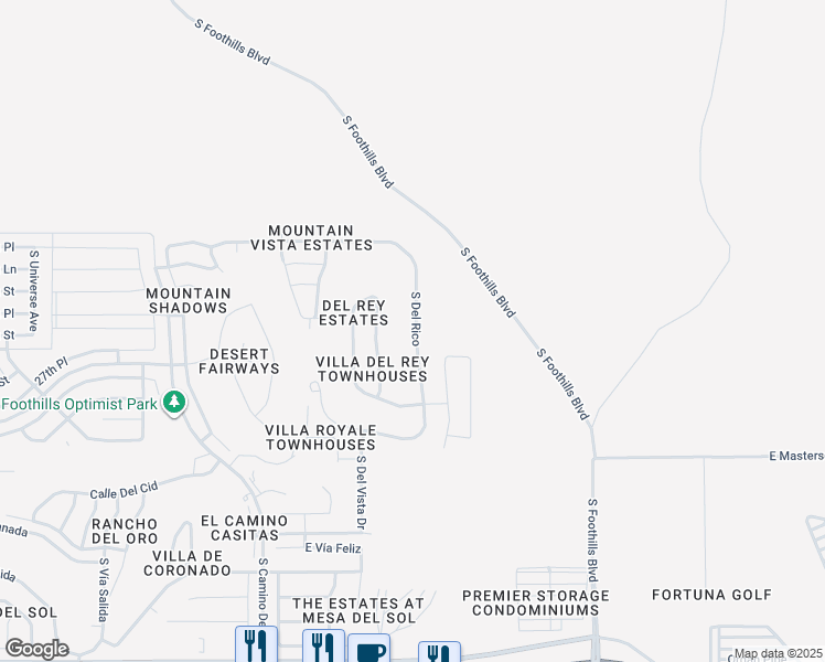 map of restaurants, bars, coffee shops, grocery stores, and more near 10266 South Del Rico in Yuma