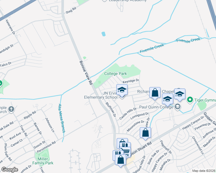 map of restaurants, bars, coffee shops, grocery stores, and more near 3238 Highland Woods Circle in Dallas