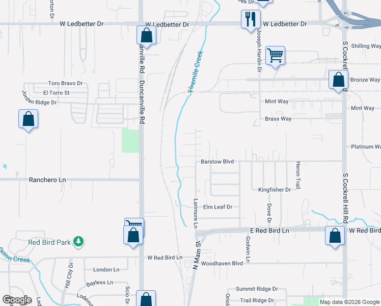 map of restaurants, bars, coffee shops, grocery stores, and more near 4811 Pachuca Court in Dallas