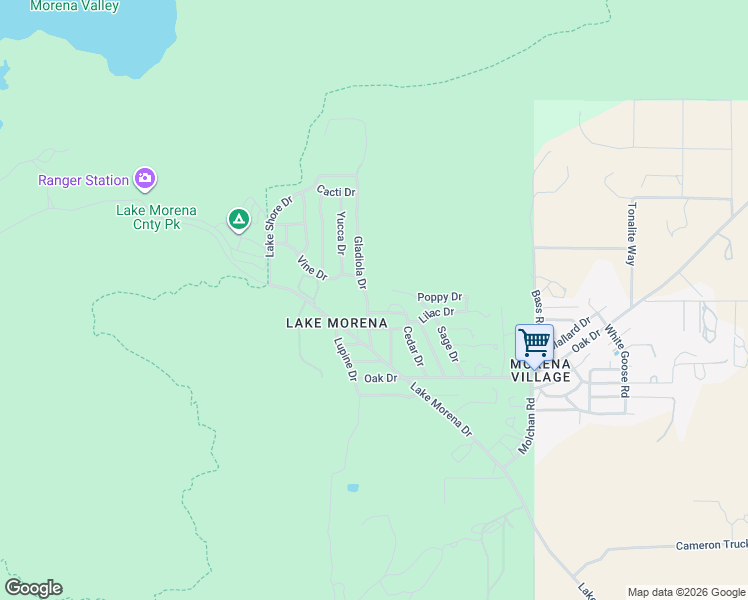 map of restaurants, bars, coffee shops, grocery stores, and more near 2465 Gladiola Drive in Campo