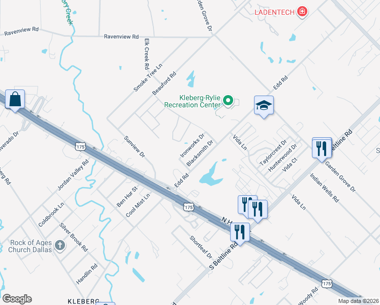 map of restaurants, bars, coffee shops, grocery stores, and more near 1761 Ironworks Drive in Dallas