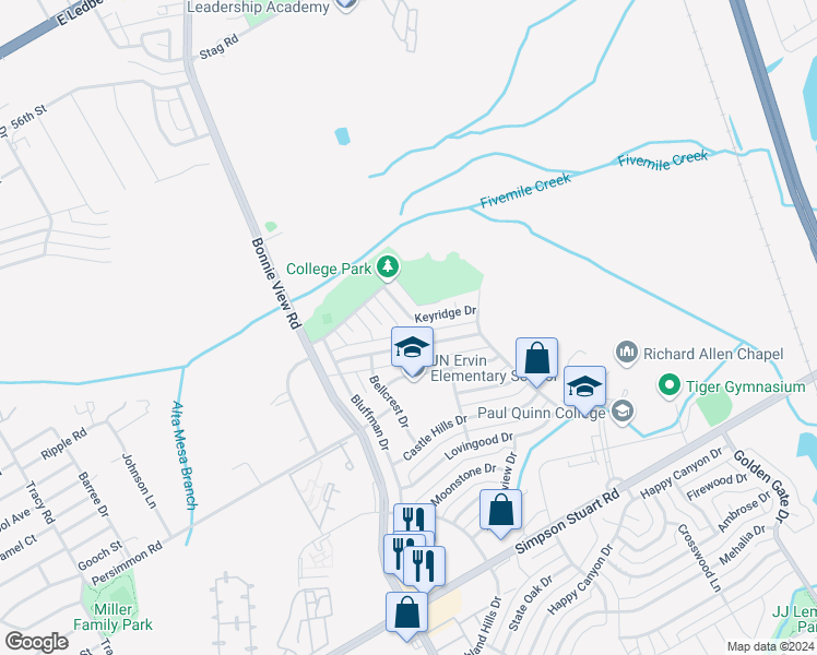 map of restaurants, bars, coffee shops, grocery stores, and more near 3342 Ridgemoor Circle in Dallas