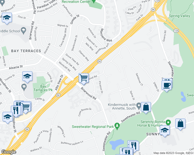 map of restaurants, bars, coffee shops, grocery stores, and more near 5223 Van Gogh Lane in Bonita