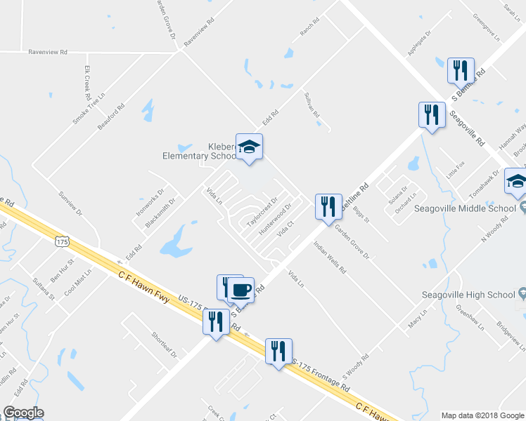 map of restaurants, bars, coffee shops, grocery stores, and more near 819 Cedar Bluff Lane in Dallas