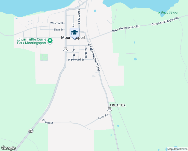 map of restaurants, bars, coffee shops, grocery stores, and more near 1010 Old Mooringsport Rd in Mooringsport