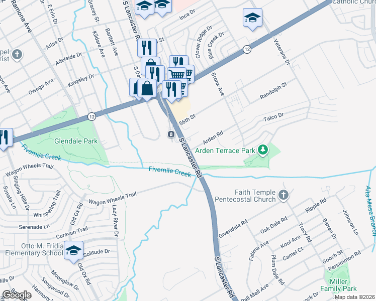 map of restaurants, bars, coffee shops, grocery stores, and more near 2102 Arden Road in Dallas