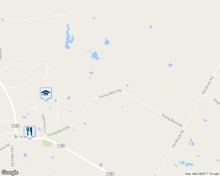 map of restaurants, bars, coffee shops, grocery stores, and more near 777 Young Bend Road in Brock