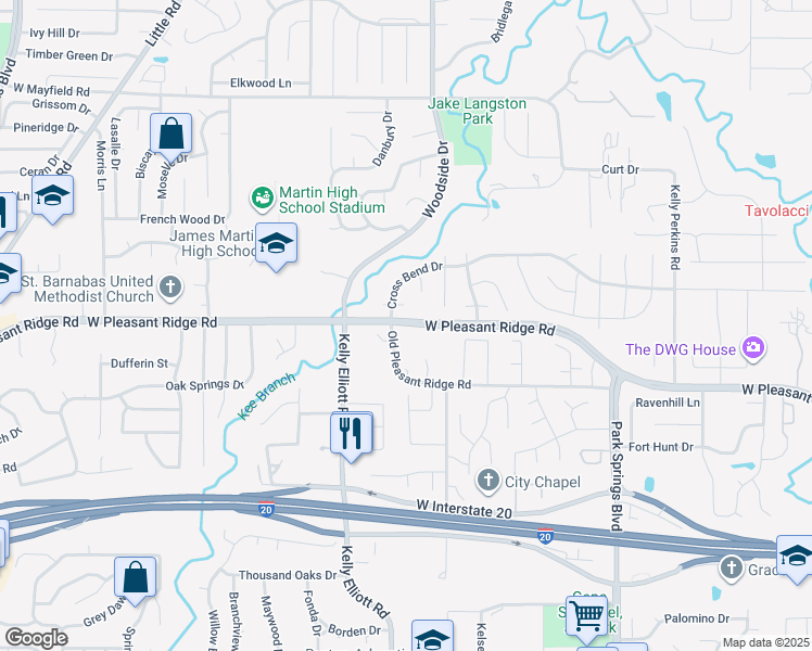 map of restaurants, bars, coffee shops, grocery stores, and more near 4125 West Pleasant Ridge Road in Arlington