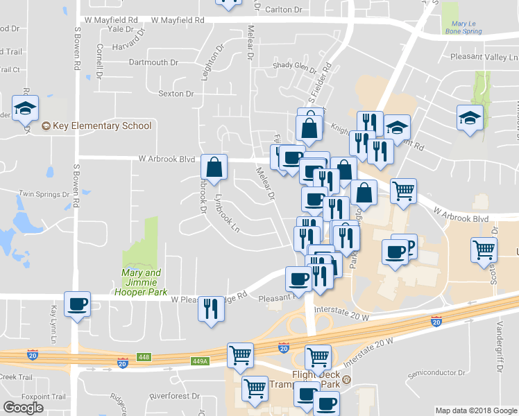 map of restaurants, bars, coffee shops, grocery stores, and more near 1906 Longmeadow Drive in Arlington
