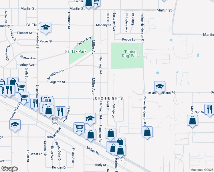 map of restaurants, bars, coffee shops, grocery stores, and more near 5216 Nell Street in Fort Worth