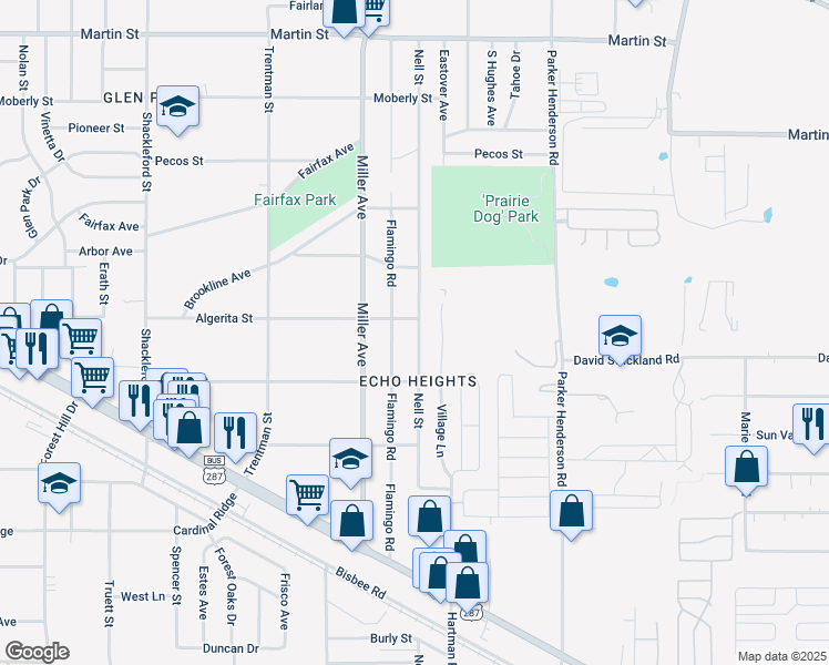 map of restaurants, bars, coffee shops, grocery stores, and more near 5216 Nell Street in Fort Worth
