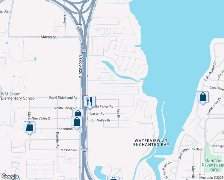 map of restaurants, bars, coffee shops, grocery stores, and more near 5608 Willamette Drive in Fort Worth