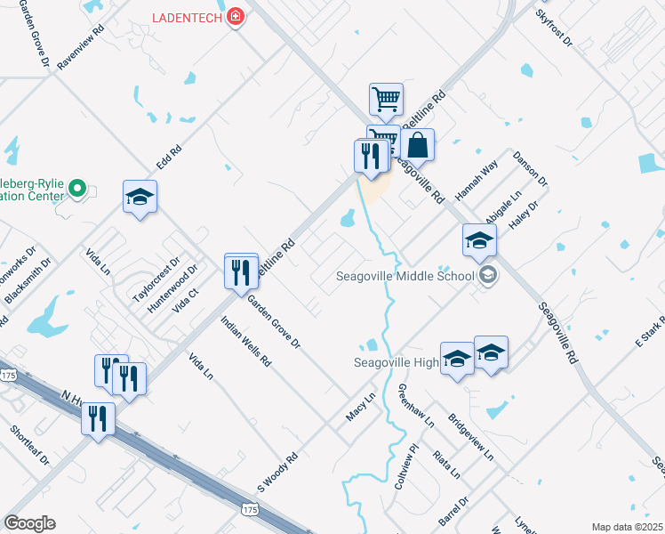 map of restaurants, bars, coffee shops, grocery stores, and more near 1301 Orchard Lane in Dallas
