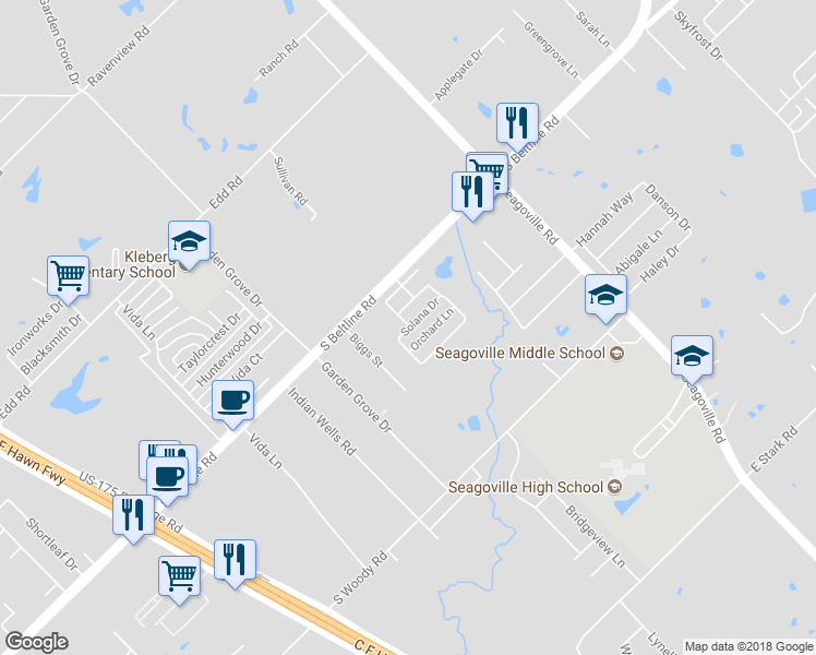 map of restaurants, bars, coffee shops, grocery stores, and more near 1321 Solana Drive in Dallas