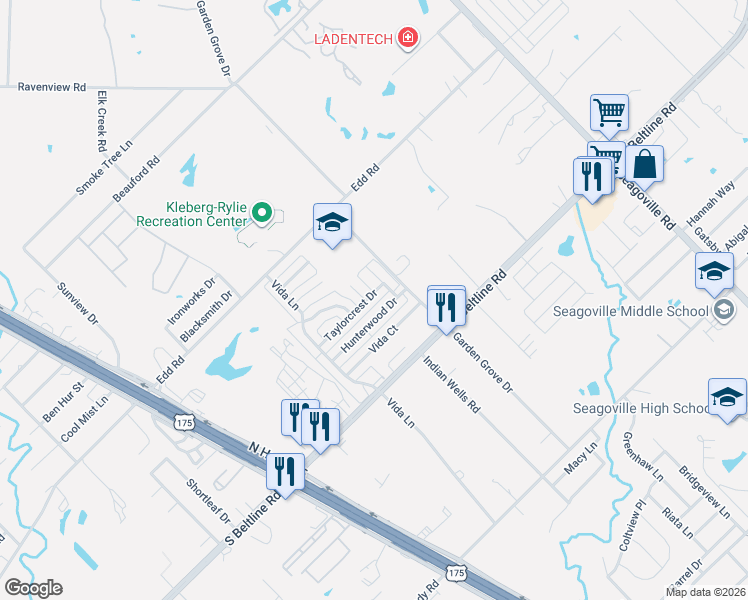 map of restaurants, bars, coffee shops, grocery stores, and more near 1520 Taylorcrest Drive in Dallas