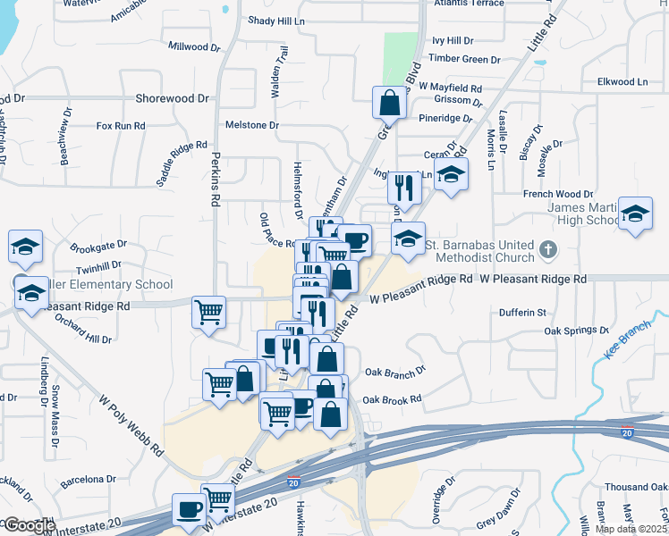 map of restaurants, bars, coffee shops, grocery stores, and more near 5798 Ronny Snow Drive in Arlington
