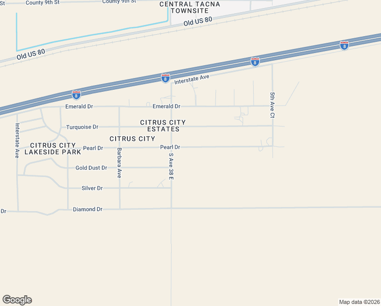 map of restaurants, bars, coffee shops, grocery stores, and more near 38457-38465 Pearl Drive in Wellton