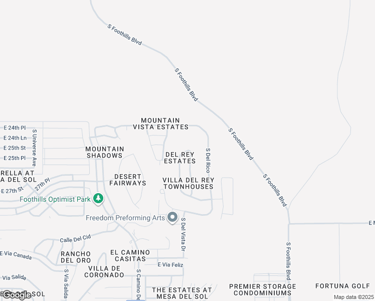 map of restaurants, bars, coffee shops, grocery stores, and more near 12575 South Del Rey Drive in Yuma